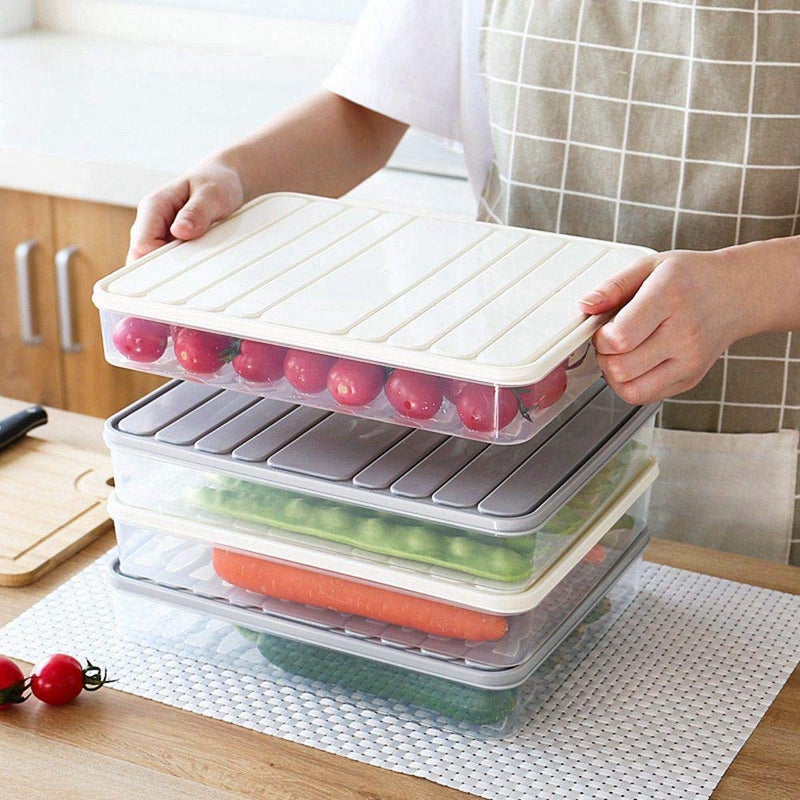Naranqa Food Storage Containers 11.02Ã—8.85Ã—1.81" Vegetable Organizer 98-oz with Lid Clear Fridge Crisper Keep Food Fresh BPA Free Kitchen Organizer Bins (1 x Large) - Image 5